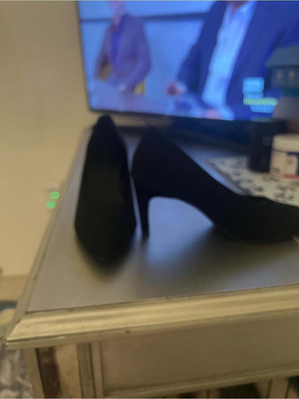 Tahari Black Suede Classic Pointed-Toe Pumps